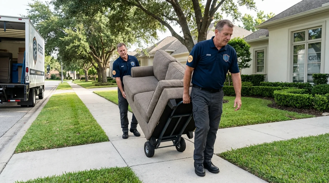 Local residential moving crew loading furniture in Warren, PA